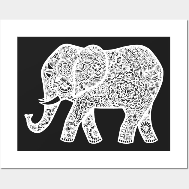 White zentangle elephant Wall Art by MyownArt